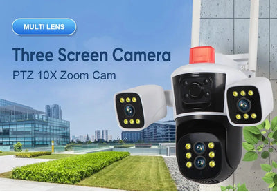 CAMARA WIFI PARA EXTERIOR TRIPLE LENTE CON ZOOM OPTICO CON ALARMA 5K