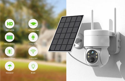 CAMARA WIFI PARA EXTERIOR 4MPX CON PANEL SOLAR