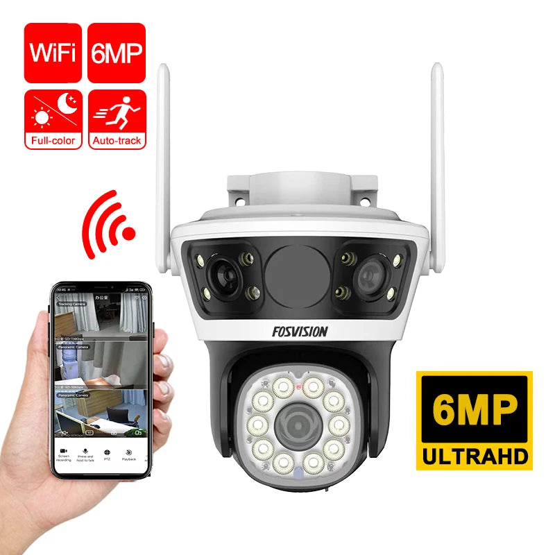 CAMARA WIFI PARA EXTERIOR TRIPLE LENTE CON ALARMA