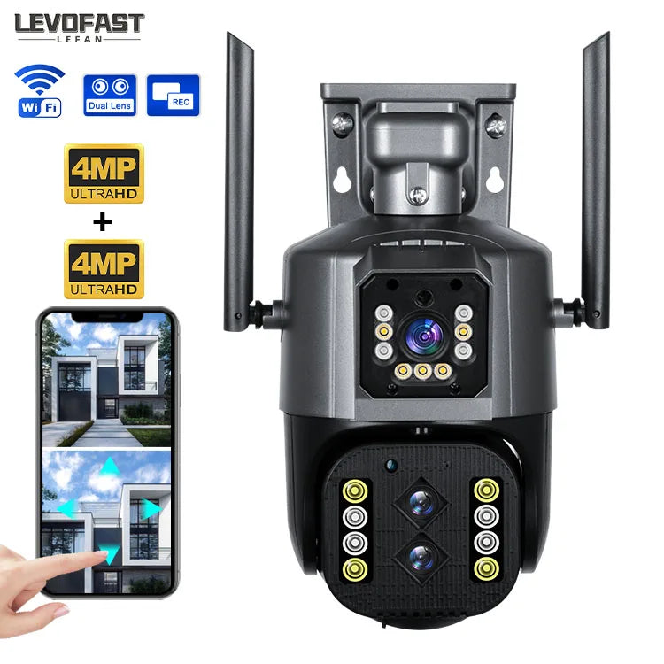 CAMARA WIFI PARA EXTERIOR DOBLE LENTE ZOOM OPTICO CON ALARMA