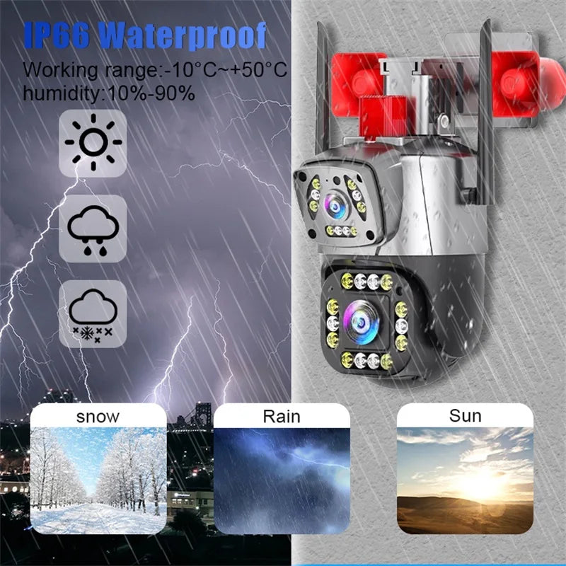 CAMARA WIFI PARA EXTERIOR DOBLE LENTE CON DOBLE BOCINA