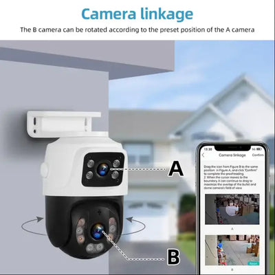 CAMARA WIFI PARA EXTERIOR DOBLE LENTE CON ALARMA 2K ICSEE