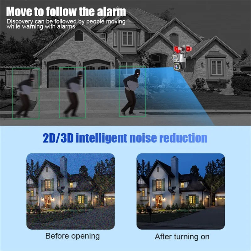 CAMARA WIFI PARA EXTERIOR DOBLE LENTE CON DOBLE BOCINA