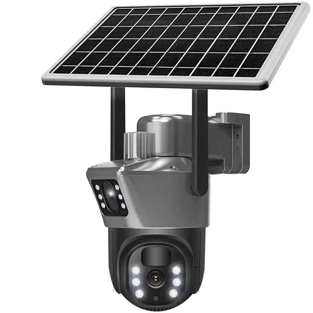 CAMARA WIFI PARA EXTERIOR DOBLE LENTE CON PANEL SOLAR